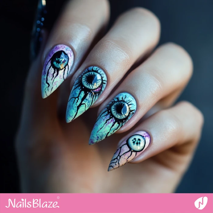 Watercolor Eyeball Nails | Halloween Eyeball Nails - NB5874