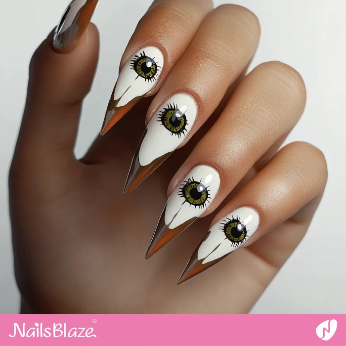 Eyeball Design for Stiletto Manicure | Halloween Eyeball Nails - NB5808