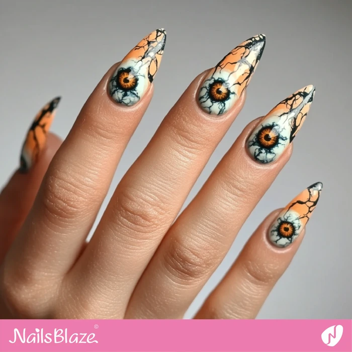 Eyeball and Vessels Nails Design | Halloween Eyeball Nails - NB5871