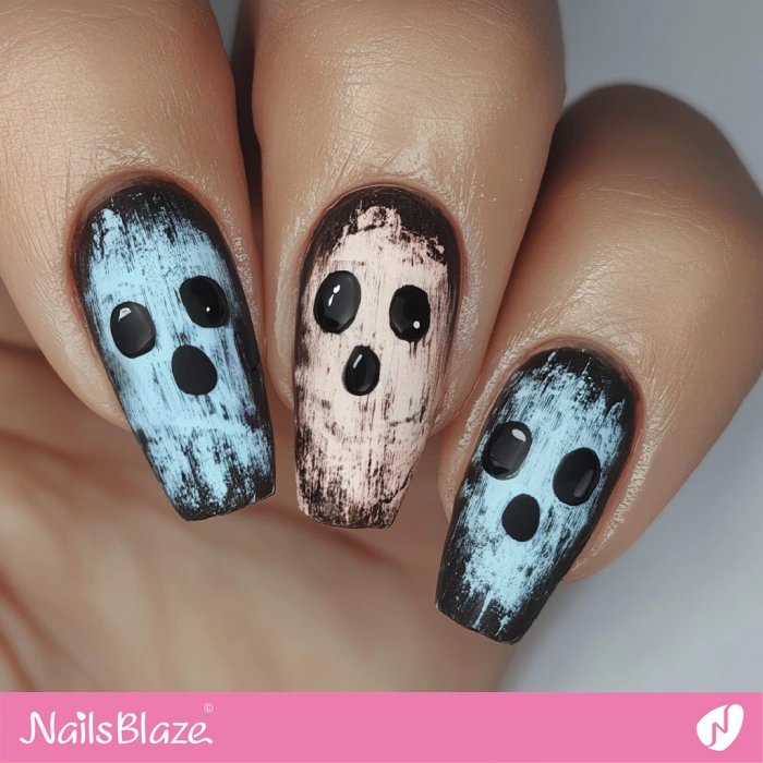 Chalk Style Ghost Nails | Halloween Ghost Nails - NB5950