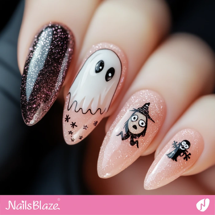 Lovable Ghost Nails Design | Halloween Ghost Nails - NB5952