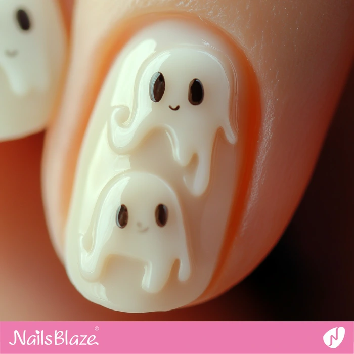 Cute Baby Ghosts Nail Design | Halloween Ghost Nails - NB5939