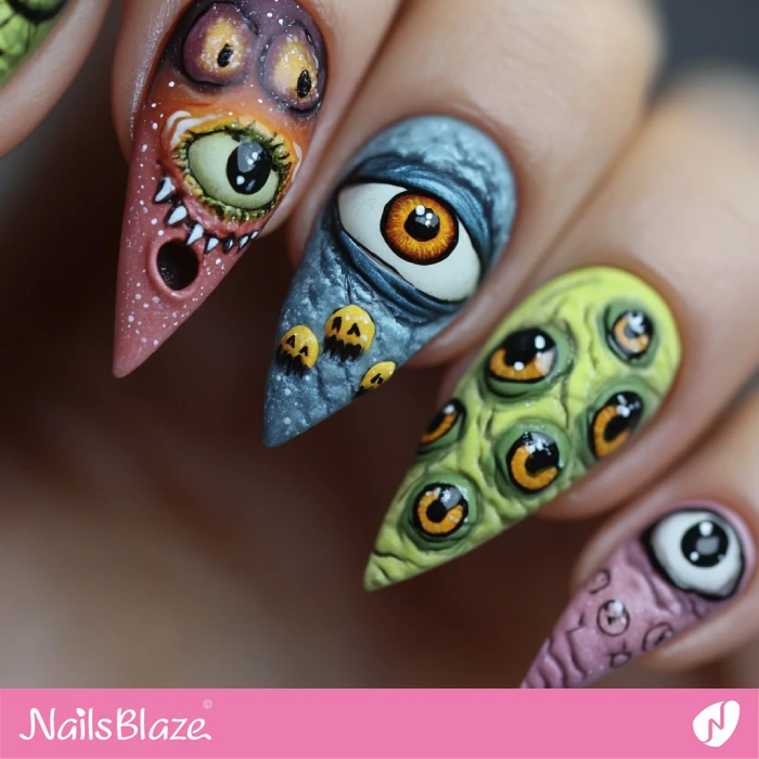 Dragon-inspired Monster Nails Design | Halloween Monster Nails - NB5819