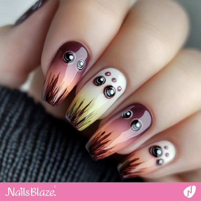 Glossy Halloween Nails with Monster Eyes Design | Halloween Monster Nails - NB5820