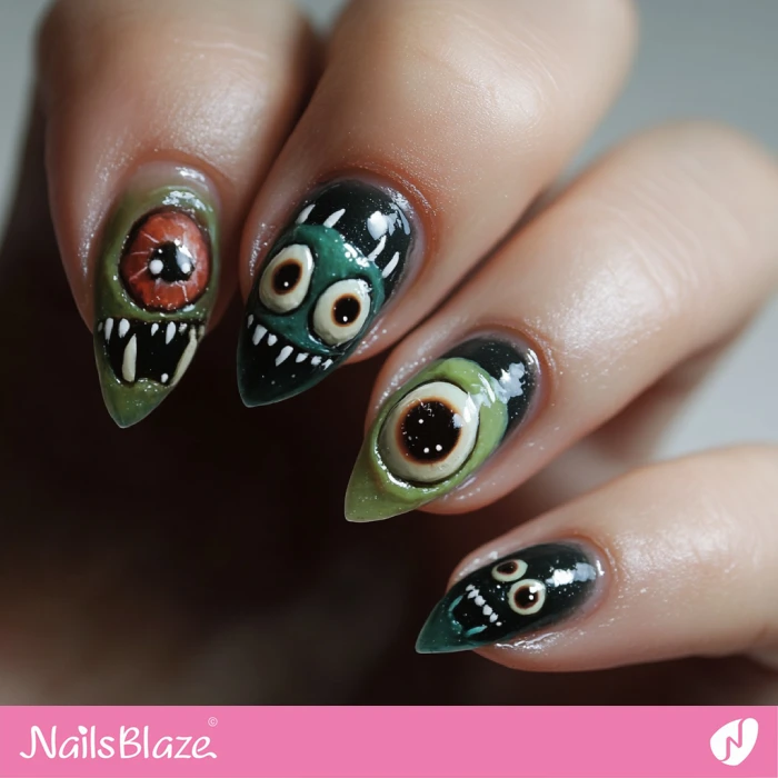 Creepy 3D Monster Nails | Halloween Monster Nails - NB5817