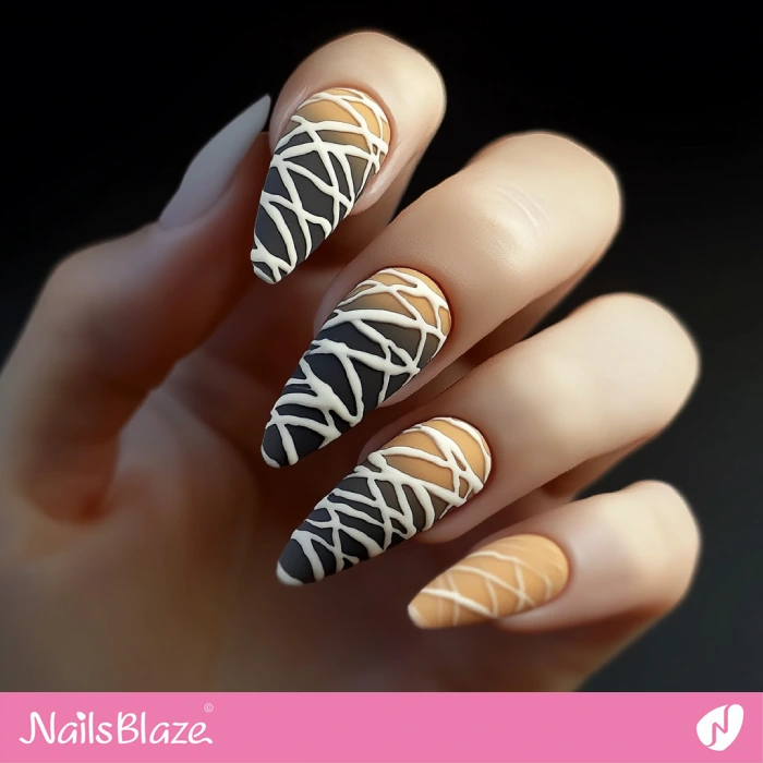 Matte Mummy Nails Design | Halloween Mummy Nails - NB5827