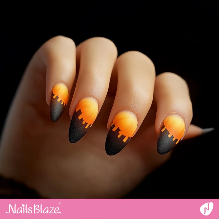 Abstract Pumpkin French Nails for Halloween | Halloween Pumpkin Nails - NB5834