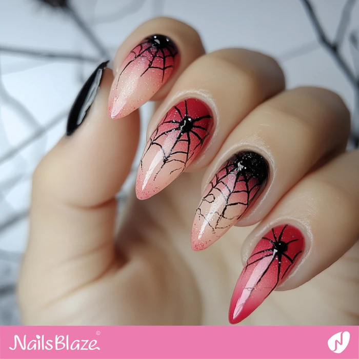 Ombre Spider Web Nails Design | Halloween Spider Nails - NB5851