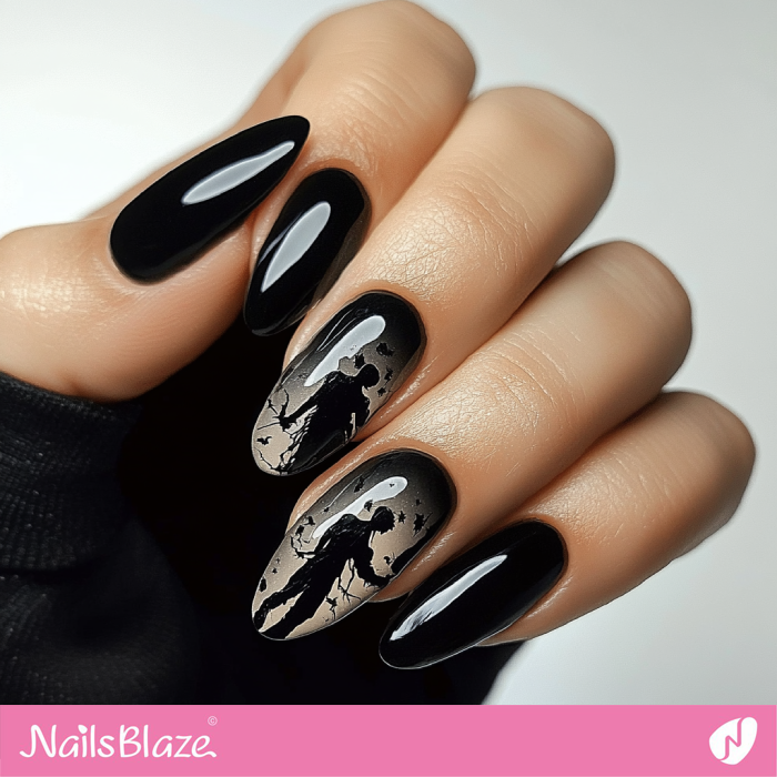 Black Vampire Nails Design | Halloween Vampire Nails - NB5997