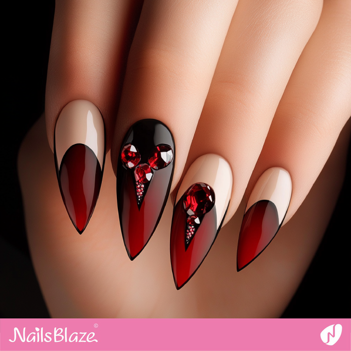 Outlined Vampire Nails Design | Halloween Vampire Nails - NB6003