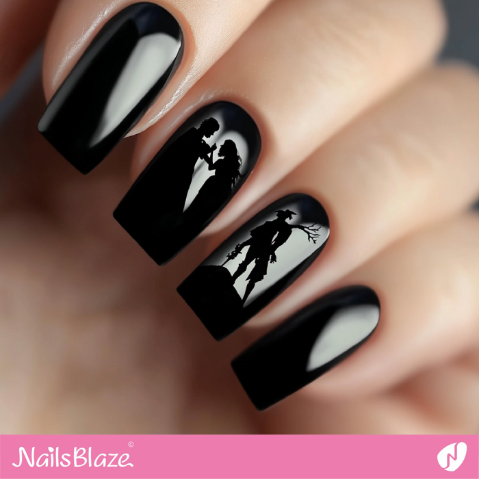 Silhouette Vampire Nails Design | Halloween Vampire Nails - NB6005