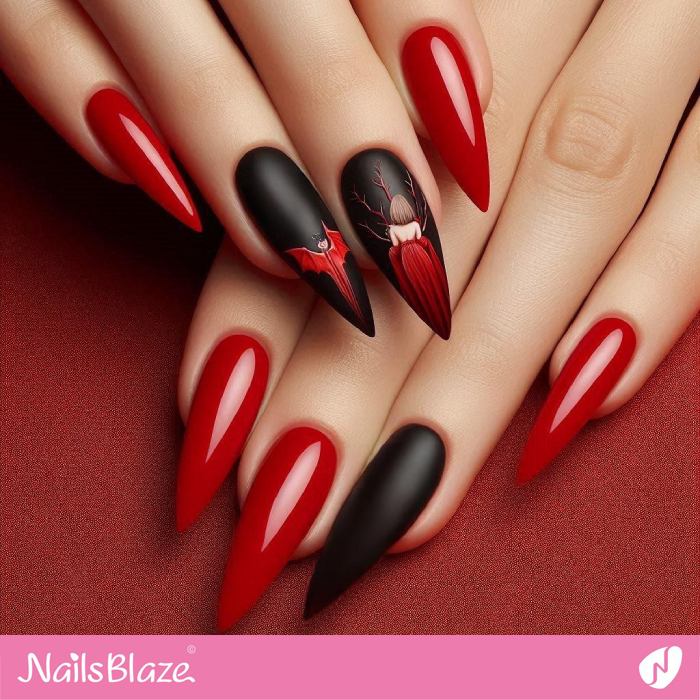 Vampire Style Long Stiletto Nails | Halloween Vampire Nails - NB6013