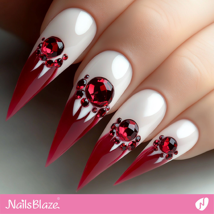 Crystal Design for Vampire French Nails | Halloween Vampire Nails - NB5990