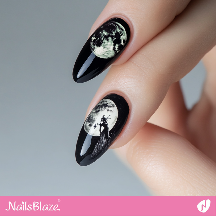 Vampire and Full Moon Nails Design | Halloween Vampire Nails - NB6021