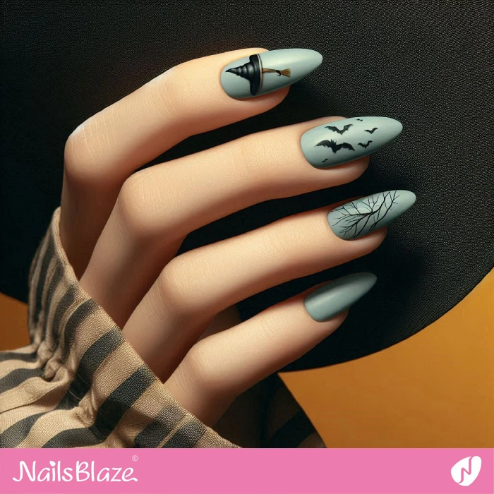 Nail Design with a Witch Hat | Halloween Witch Nails - NB5910