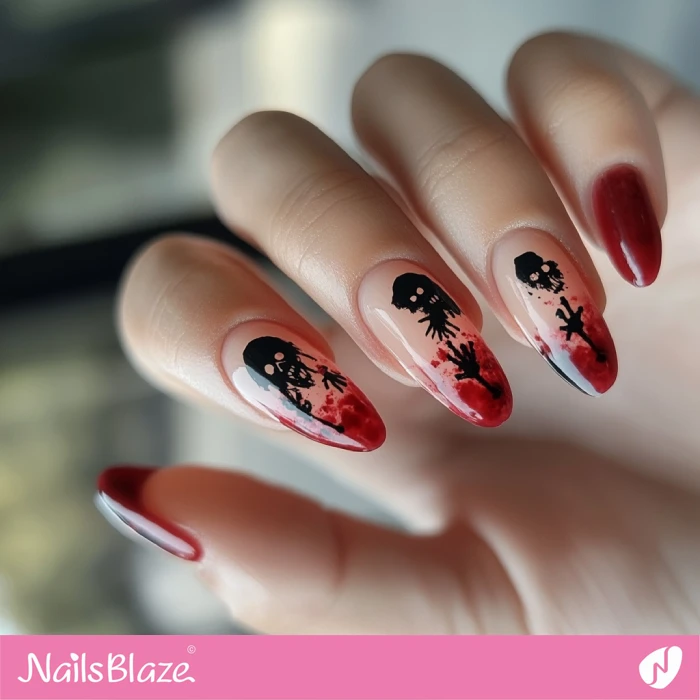 Simple Silhouette Zombie Nails Design | Halloween Zombie Nails - NB5869