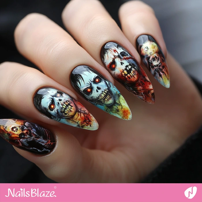 Zombie-inspired Horror Nail Art | Halloween Zombie Nails - NB5859