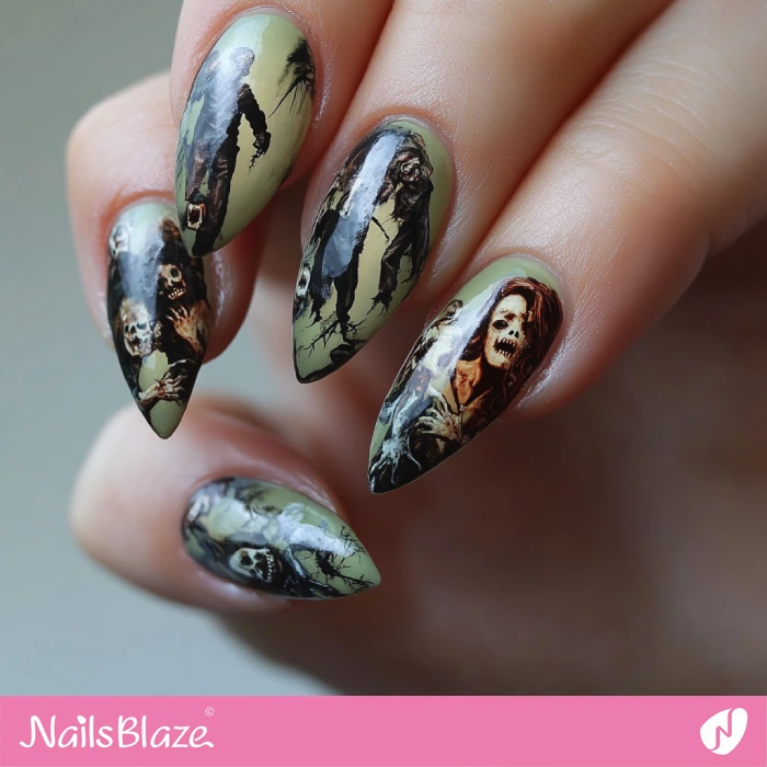 The Walking Dead Inspired Nails | Halloween Zombie Nails - NB5862