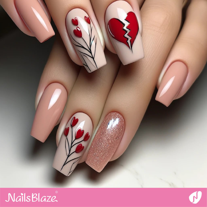 Heart Nails Design and a Broken Heart | Heart Nails - NB4603