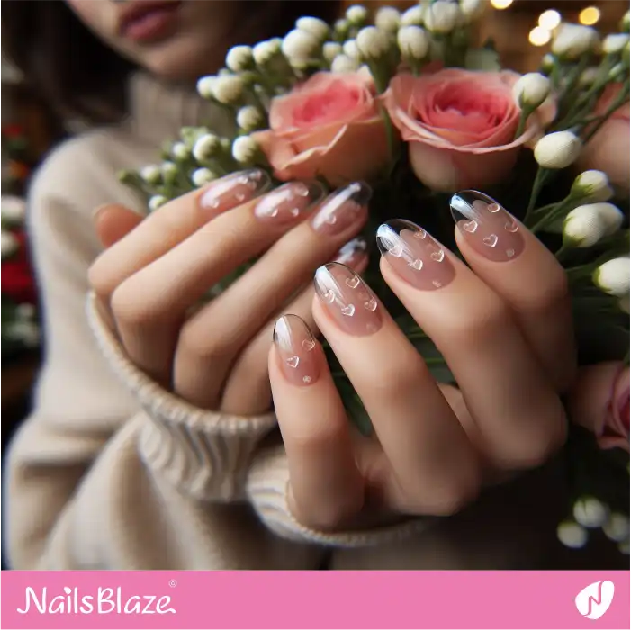 Transparent Nails with Encapsulated Hearts | Heart Nails - NB4770