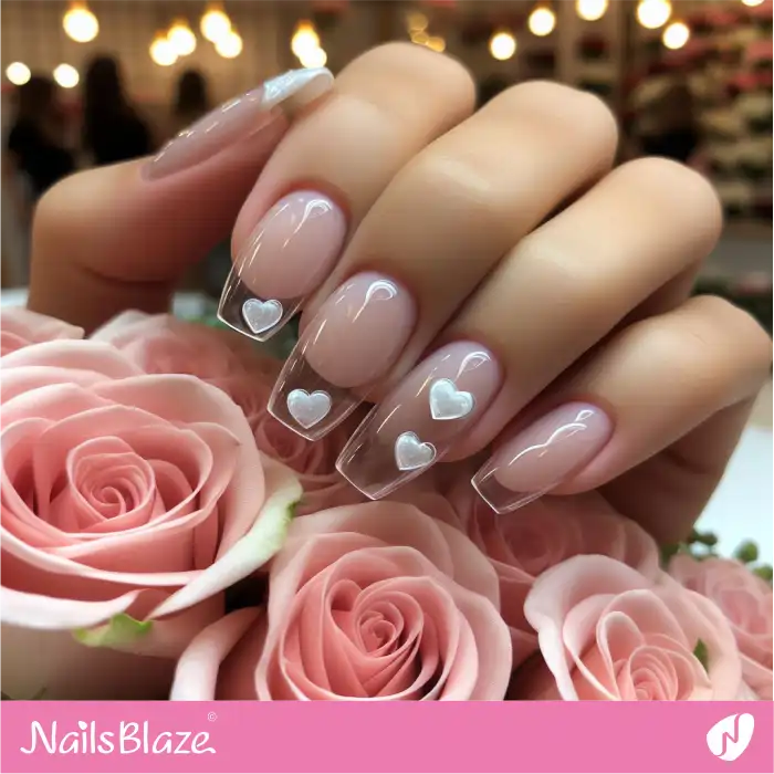 Clear Nails with Hearts | Heart Nails - NB4772