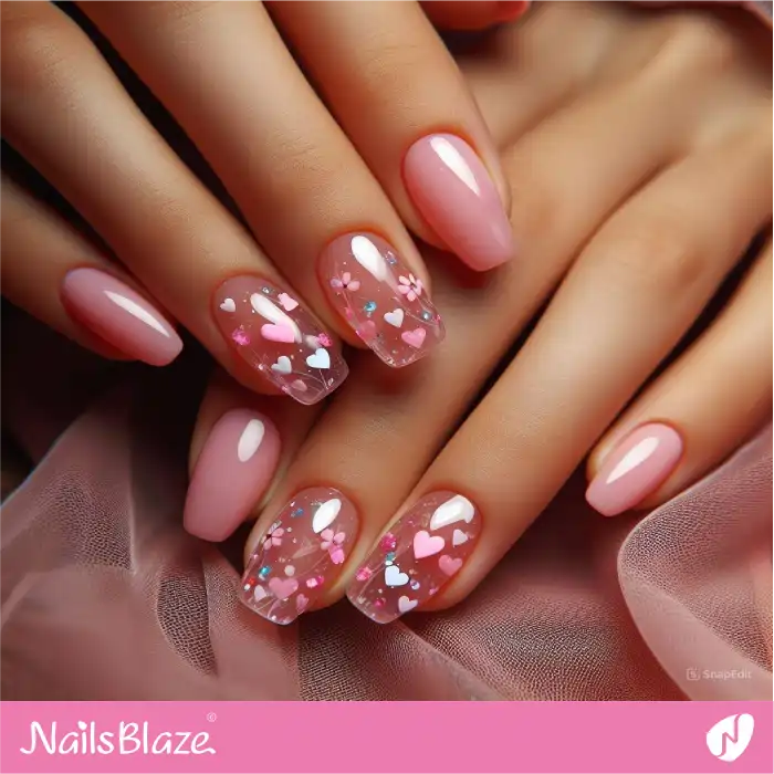 Short Encapsulated Heart Nails Design | Heart Nails - NB4774