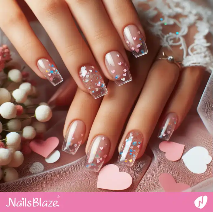 Encapsulated Nails with Tiny Hearts Design | Heart Nails - NB4776