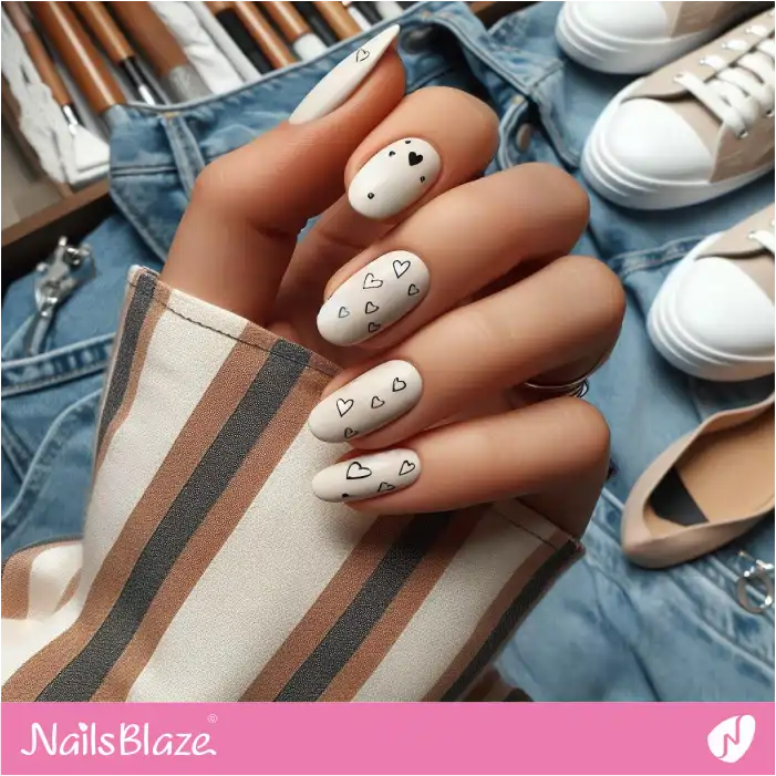 Minimal Graffiti Heart Nails Design | Heart Nails - NB4846