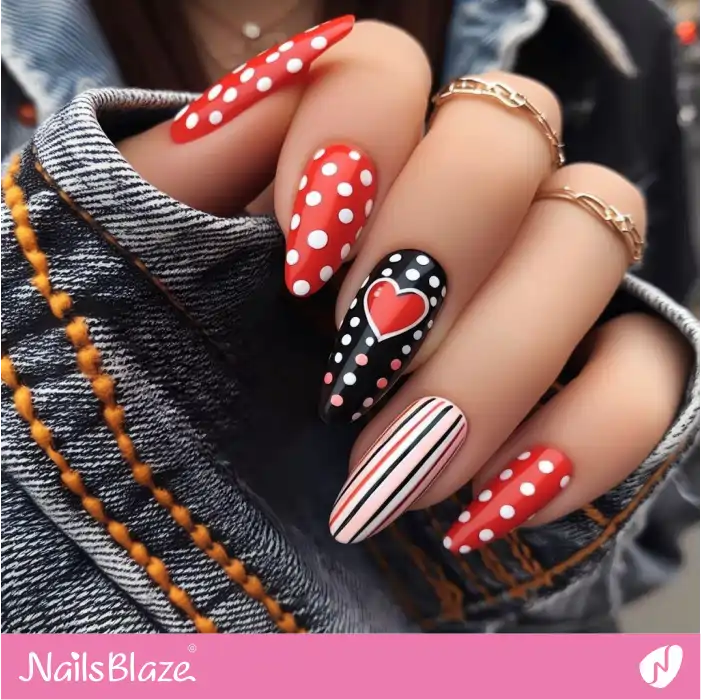 Graffiti Style Nails with Dots and Hearts | Heart Nails - NB4858