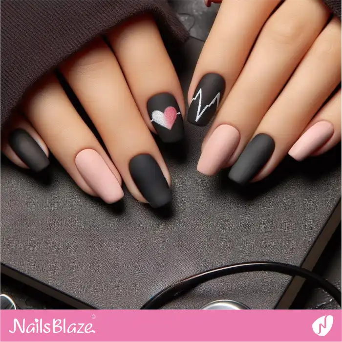 Chalkboard Nails with Heartbeats | Heart Nails - NB4807