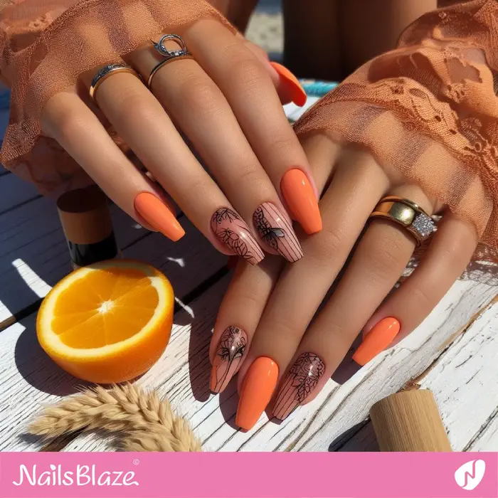 Summer Time Orange Nails | Holiday Nails - NB3799