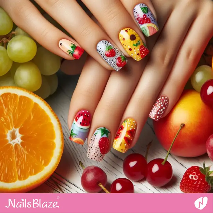 Summer Holiday Glossy Fruit Nails Design | Holiday Nails - NB3805