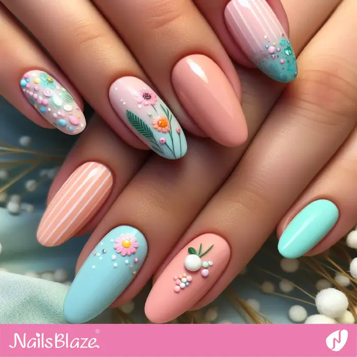 Pastel Floral Nails Design for Summer | Holiday Nails - NB3814