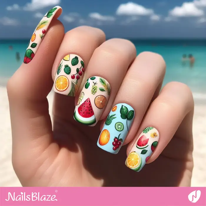Colorful Summer Fruits Nails Design | Holiday Nails - NB3810