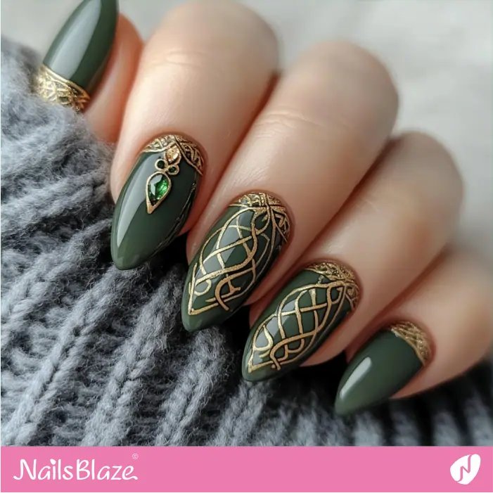 Stylish Gaelic Pattern Nail Designs | St. Patrick's Day Nails- NB7739