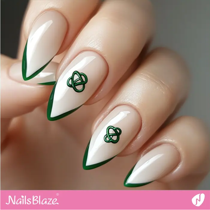 Chevron Micro French Nails with Celtic Knots Design | St. Patrick