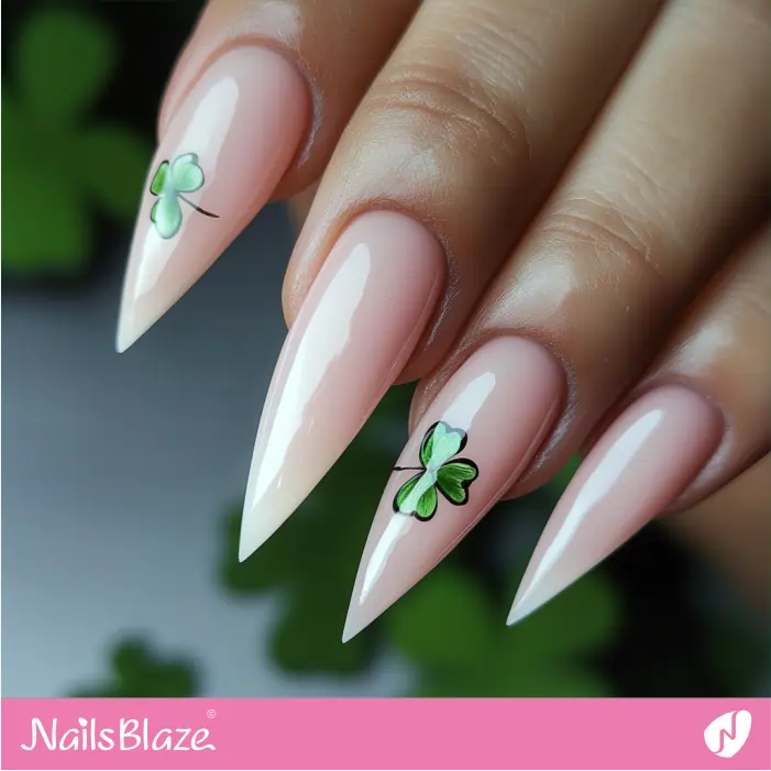 Stiletto Nails Minimal Shamrock Design | St. Patrick