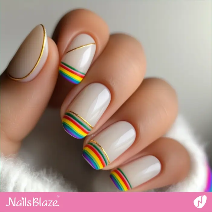 Simple Nails with Rainbow Tips | St. Patrick's Day Nails- NB7753