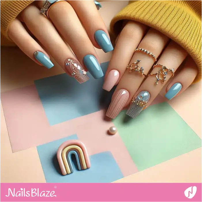 Embellished Long Glossy Nails | Jelly Nails - NB4393