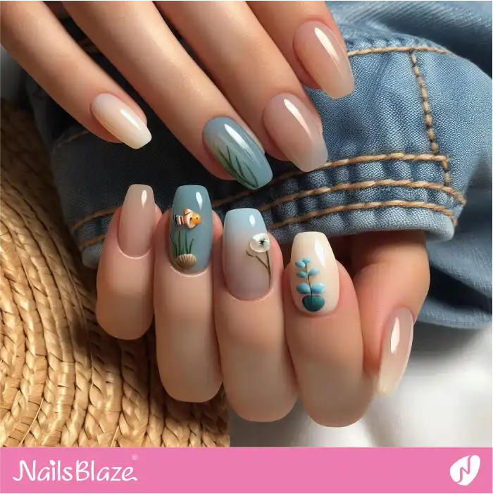 3D Aquarium Nails Design | Jelly Nails - NB4394