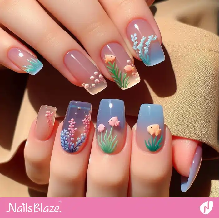 3D Aquarium Nail Art | Jelly Nails - NB4396