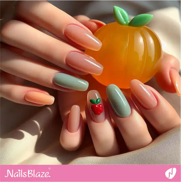 3D Apple Minimal Nails Design | Jelly Nails - NB4385