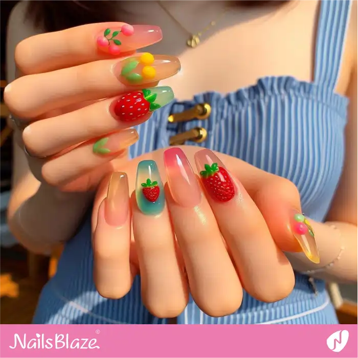 3D Fruit Summer Nails Design | Jelly Nails - NB4388