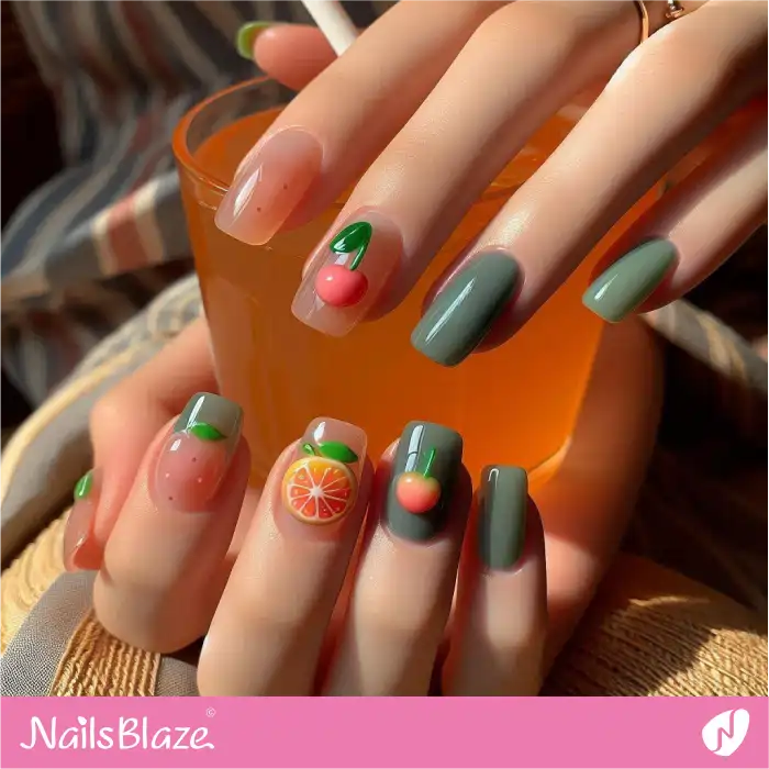 Nails with 3D Fruit Design | Jelly Nails - NB4389