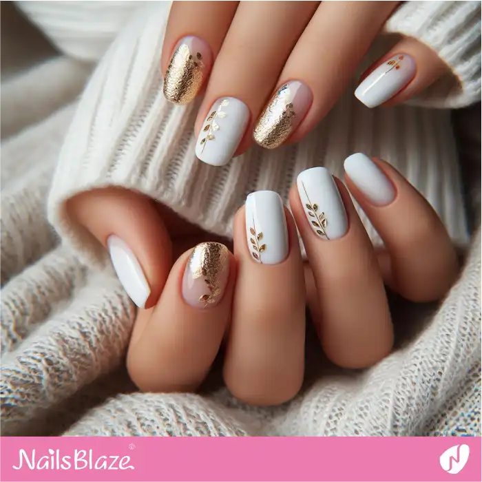 Gold Leaf Nail Design | Nature-inspired Nails - NB3317