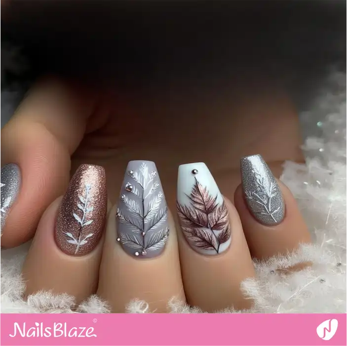 Leaves Nail Design for Winter | Nature-inspired Nails - NB1415