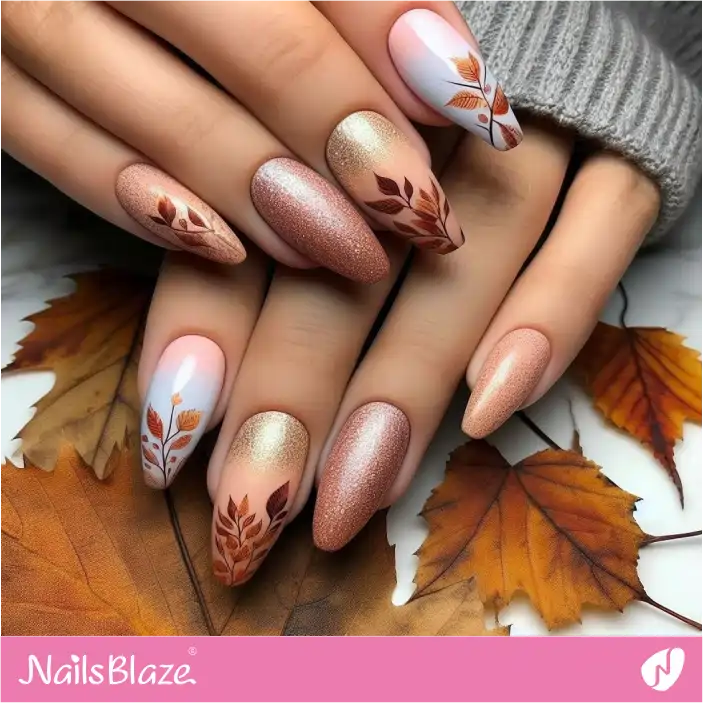 Fall Leaves Nail Art | Nature-inspired Nails - NB1426