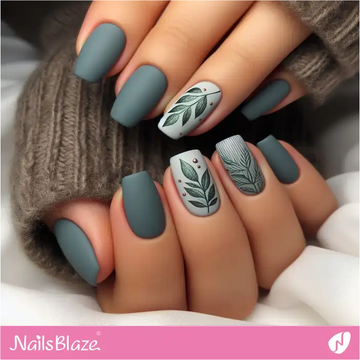 Matte Leaf Nails | Nature-inspired Nails - NB1434