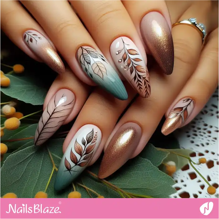 Fall Leaves Nail Art | Nature-inspired Nails - NB1440