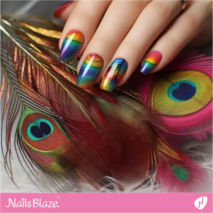 Colorful Leaf Nail Design | Nature-inspired Nails - NB1442